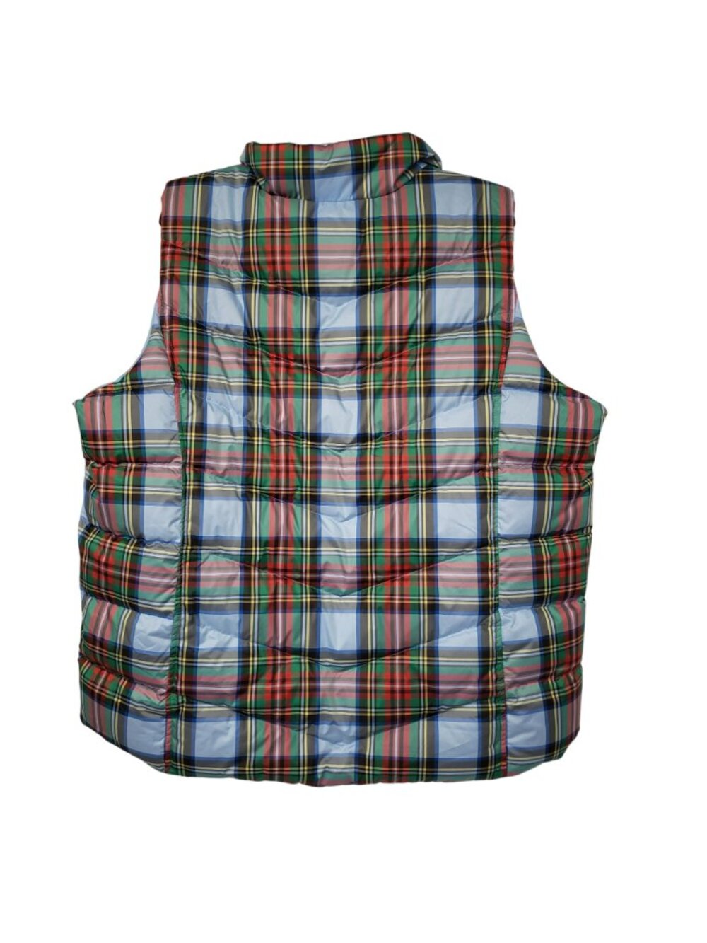 Lands End Blue Green Red Tartan Plaid Womens 1X Puffer Vest Fall Winter Holiday - Picture 2 of 10